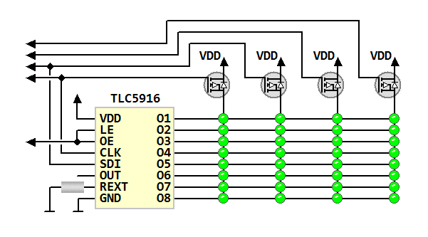 LED matrix with TLC5916INE4?
