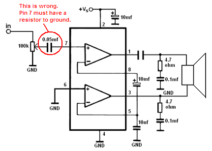 Tda2822 Mono Amplifier Circuit - Wrong Tda2822m - Tda2822 Mono Amplifier Circuit