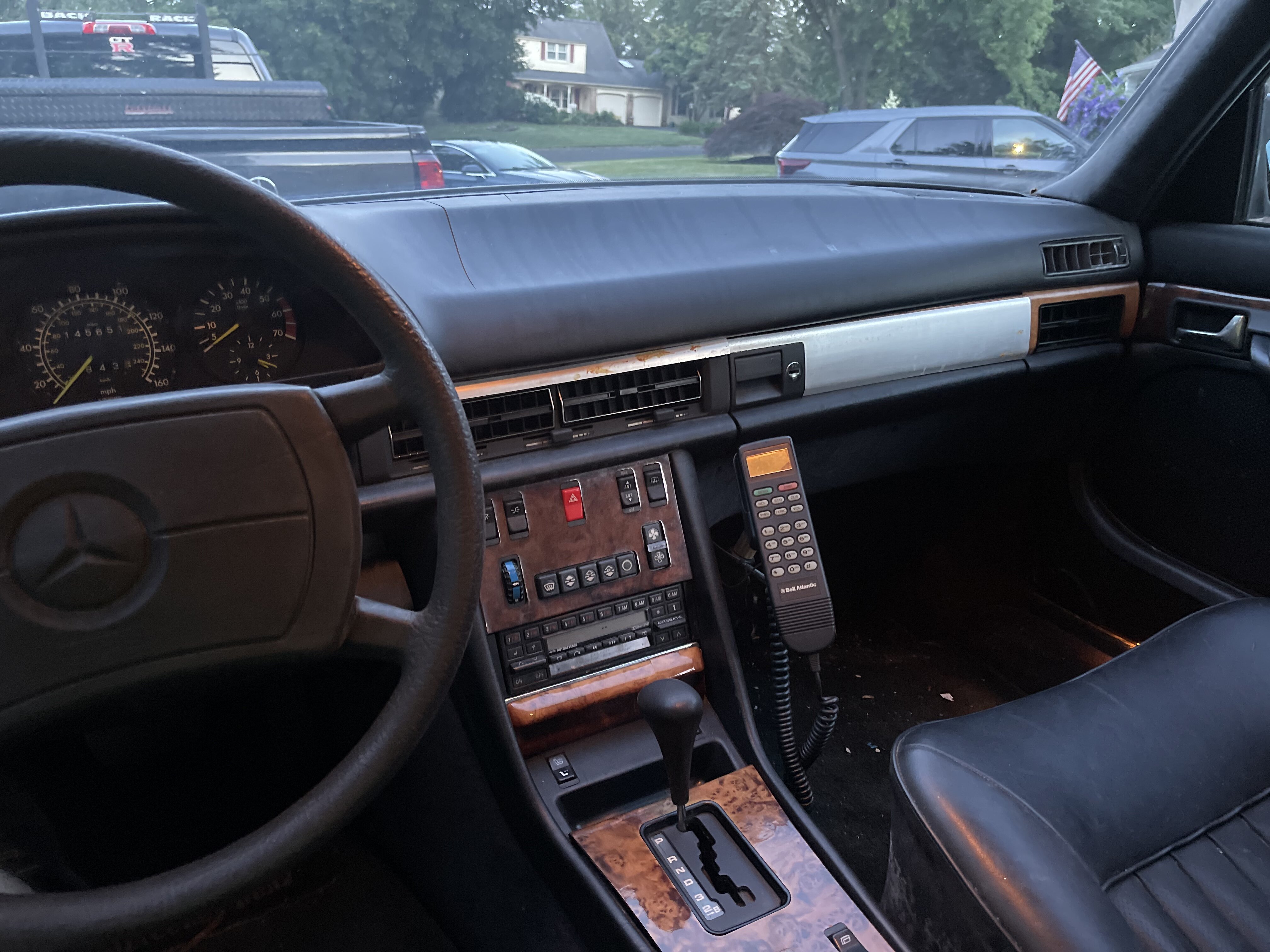 ‘85 Mercedes 500SEL. 4 heated seats, the rear seats recline aswell!