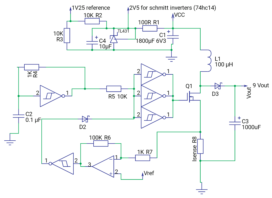 Hex Schmitt inverter low voltage boost converter ( current mode ).png